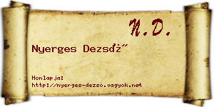 Nyerges Dezső névjegykártya